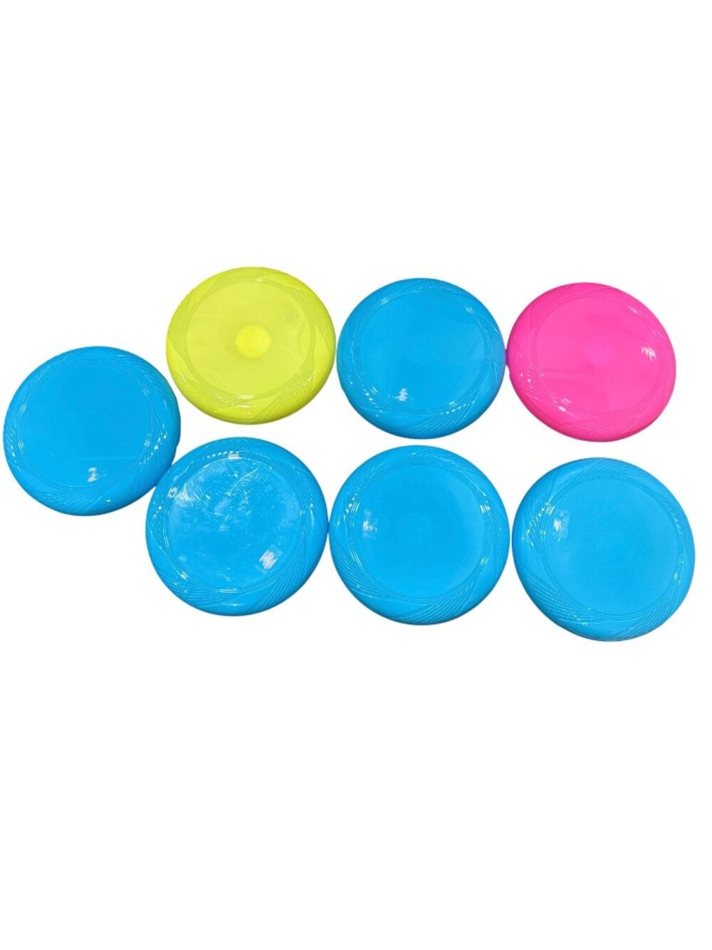 Set Of 7 Assorted Bright Plastic Flying Discs For Outdoor Play